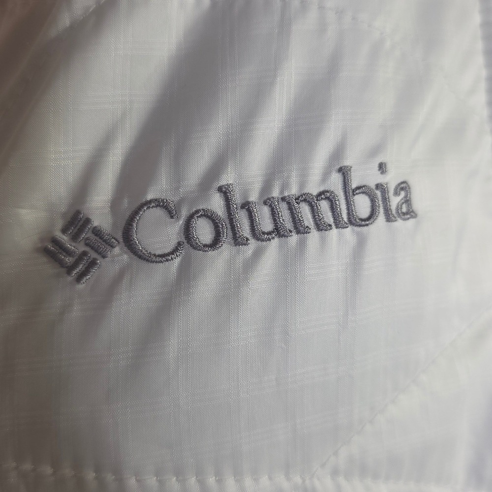 Columbia Omni-Heat White Quilted Puffer Vest Womens Medium Full Zip Insulated - Picture 14 of 16